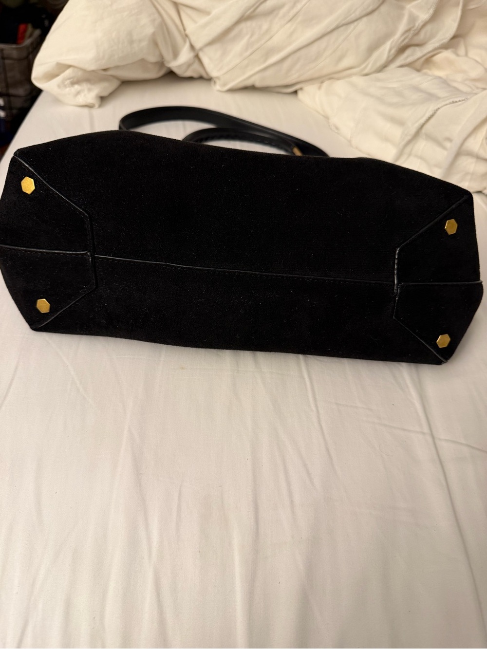 House of Harlow 1960 Black faux Suede Shoulder Bag with Gold Hardware - Picture 9 of 9